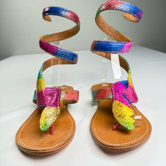 Kampanas Colorful Snakeskin Leather Gladiator Sandal