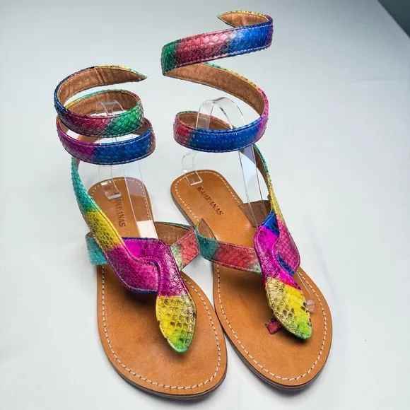 Kampanas Colorful Snakeskin Leather Gladiator Sandal