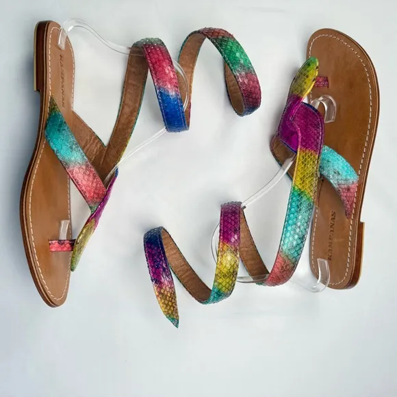 Kampanas Colorful Snakeskin Leather Gladiator Sandal