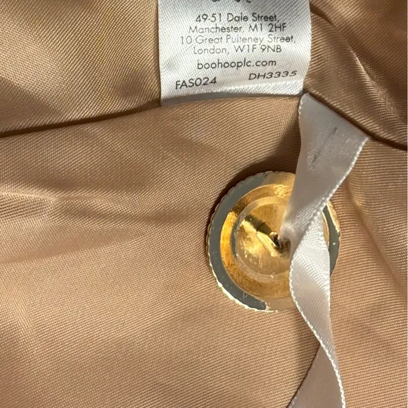 KAREN MILLEN Tailored Mini Dress Stretch Essential Waist Tab Button Camel NEW 12