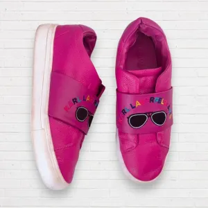 KARL LAGERFELD Clancee Hot Pink Slip On Embroidered Sunglasses Sneakers Womens 9