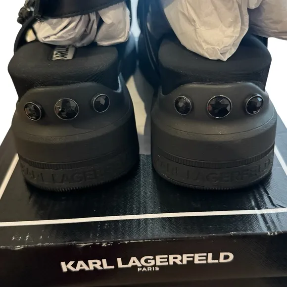 KARL LAGERFELD PARIS Talya Embellished Crisscross Sandals Size 10