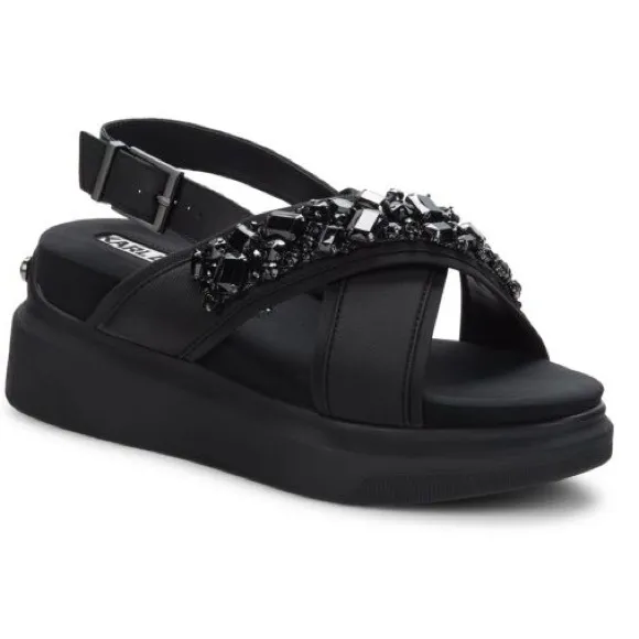 KARL LAGERFELD PARIS Talya Embellished Crisscross Sandals Size 10