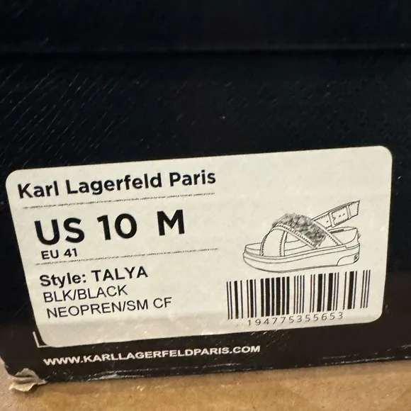 KARL LAGERFELD PARIS Talya Embellished Crisscross Sandals Size 10