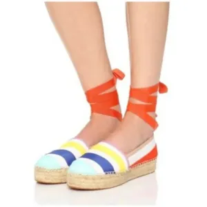 KATE SPADE-Leena-Rainbow-Leather/Ribbon Lace up Espadrilles