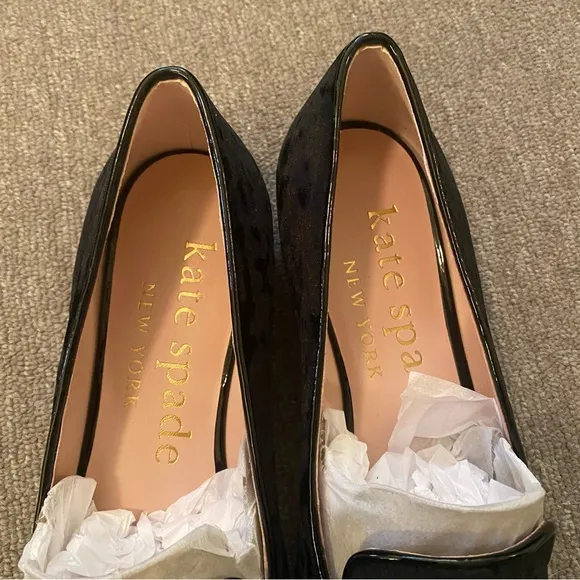 Kate Spade New In Box Cat Lounge Loafer Whiskers Meow Black Crushed Velvet 7.5