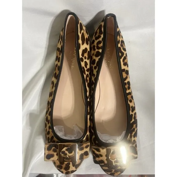 Kate Spade New York Maline Bow Ballet Flats Leopard Calf Hair Leather 7.5M