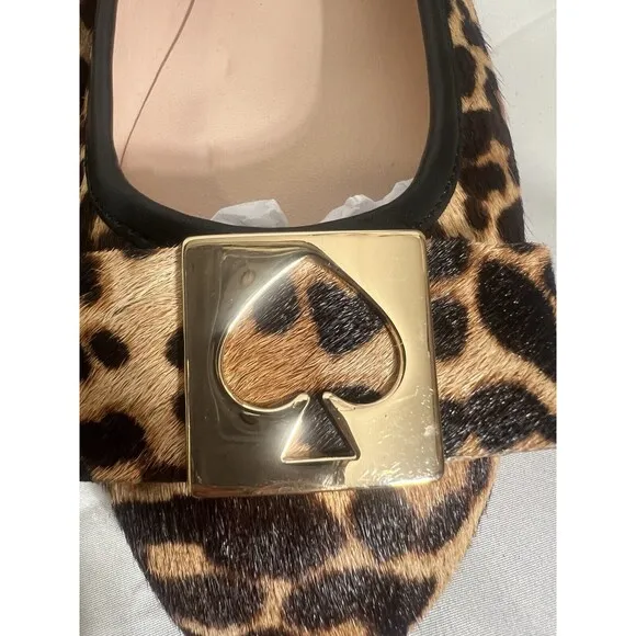 Kate Spade New York Maline Bow Ballet Flats Leopard Calf Hair Leather 7.5M