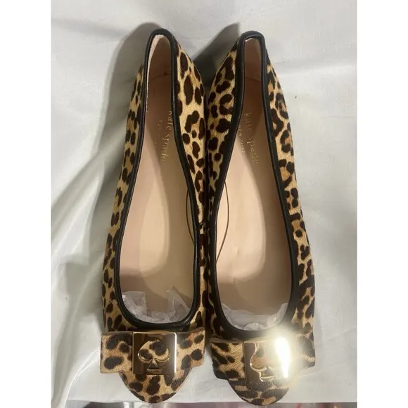 Kate Spade New York Maline Bow Ballet Flats Leopard Calf Hair Leather 7.5M