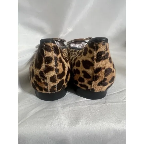 Kate Spade New York Maline Bow Ballet Flats Leopard Calf Hair Leather 7.5M