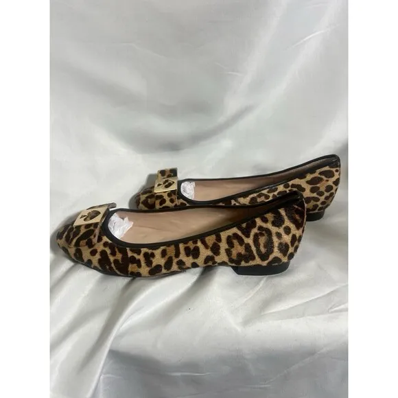 Kate Spade New York Maline Bow Ballet Flats Leopard Calf Hair Leather 7.5M