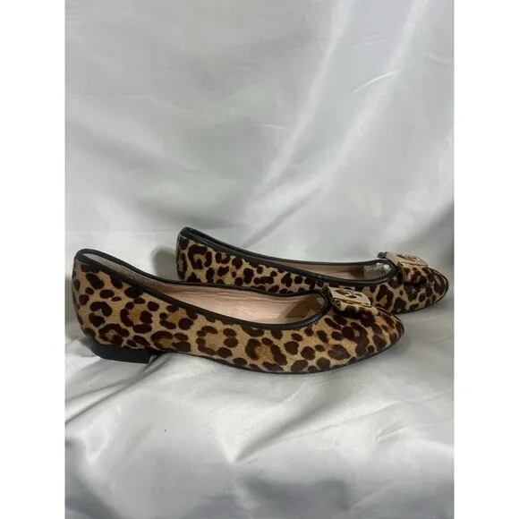 Kate Spade New York Maline Bow Ballet Flats Leopard Calf Hair Leather 7.5M