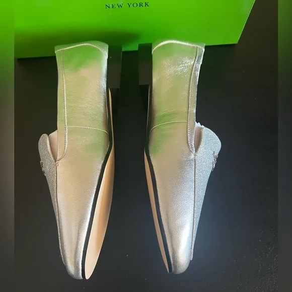 Kate Spade Silver Women's Loafers with glitter detailing