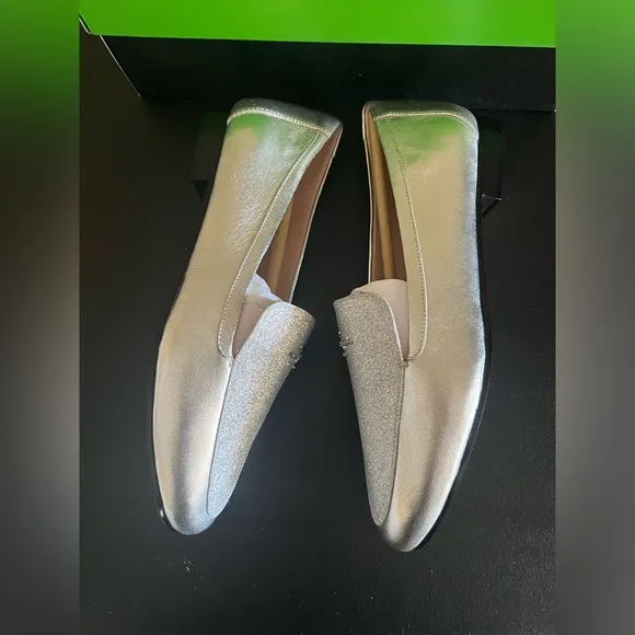 Kate Spade Silver Women's Loafers with glitter detailing