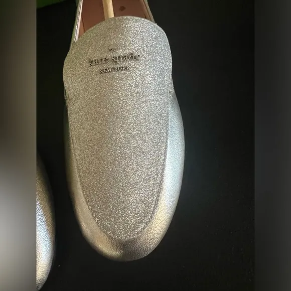 Kate Spade Silver Women's Loafers with glitter detailing