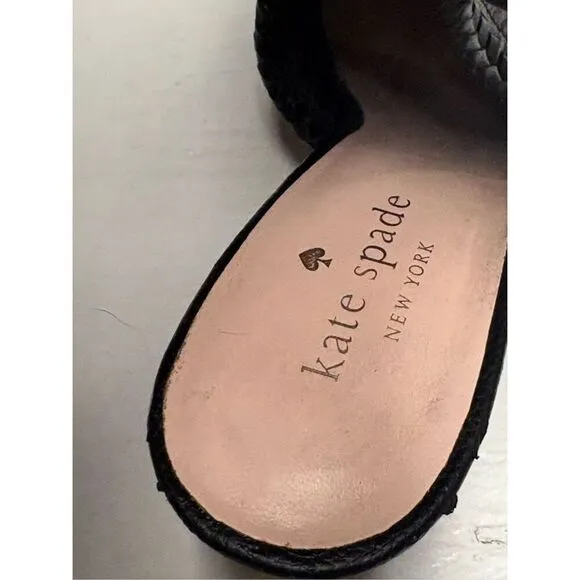 Kate Spade Black Leather Sandals Block Heels Women size 5.5