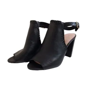 Kate Spade Black Leather Sandals Block Heels Women size 5.5