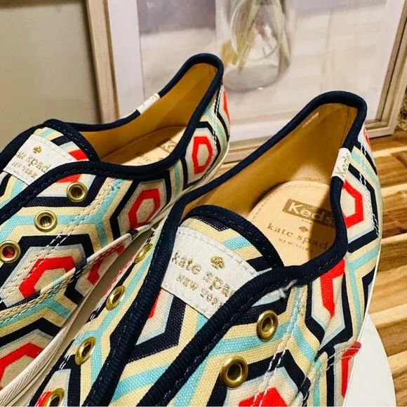 Keds x Kate Spade New York - Champion Laceless Geometric Slip ons, size 9, EUC
