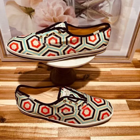 Keds x Kate Spade New York - Champion Laceless Geometric Slip ons, size 9, EUC