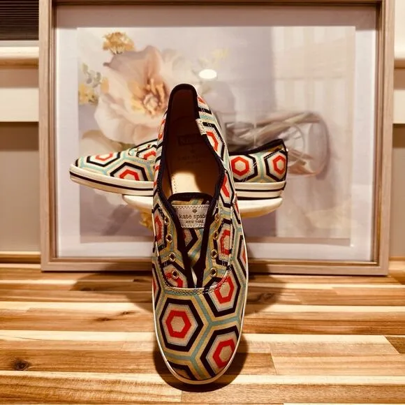 Keds x Kate Spade New York - Champion Laceless Geometric Slip ons, size 9, EUC