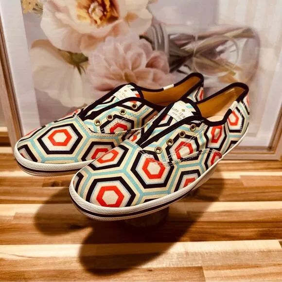 Keds x Kate Spade New York - Champion Laceless Geometric Slip ons, size 9, EUC