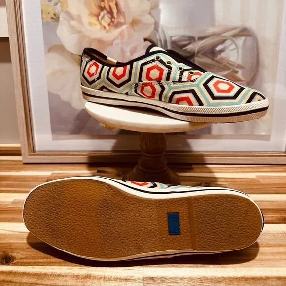 Keds x Kate Spade New York - Champion Laceless Geometric Slip ons, size 9, EUC