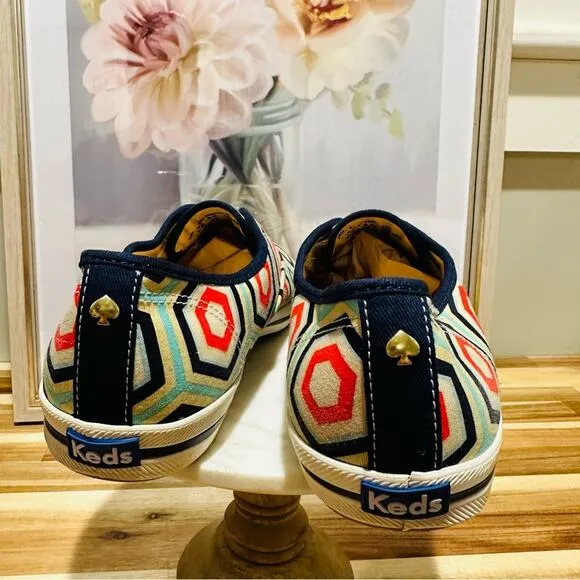Keds x Kate Spade New York - Champion Laceless Geometric Slip ons, size 9, EUC