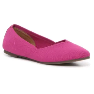 KELLY &amp; KATIE • Jayde Ballet Flat Shoes Cushioned Almond Toe Pink Fuchsia