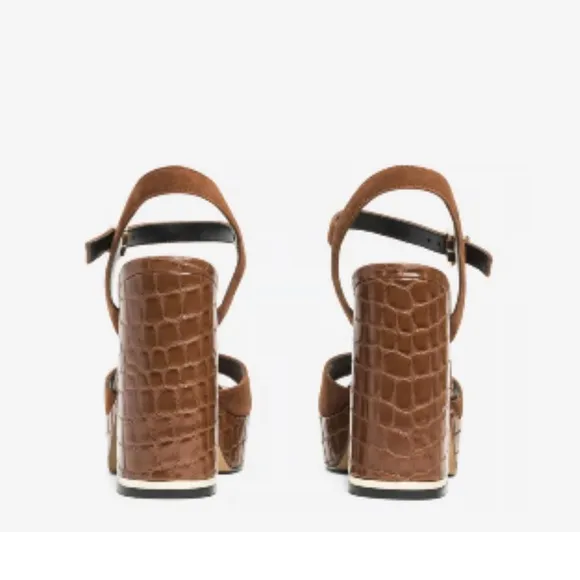 Kenneth Cole brown leather platform Dolly shoes sandals NEW ankle strap