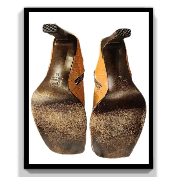 Kenneth Cole New York Croc-of-Gold Embossed Leather Boots