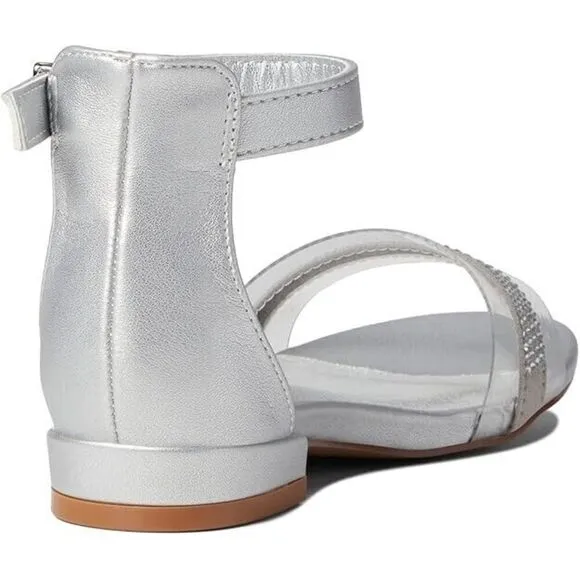 Kenneth Cole Reaction Sandals Girls US 1 Silver Rhinestone Ankle Strap KHD623