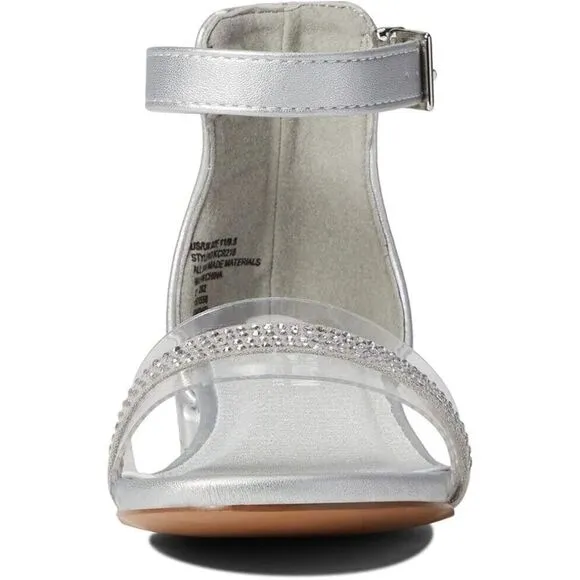 Kenneth Cole Reaction Sandals Girls US 1 Silver Rhinestone Ankle Strap KHD623