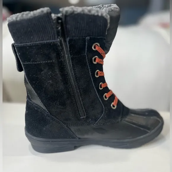 KHOMBU Kiara Women's Winter Boots Suede/Leather Black w Sherpa Lining-9