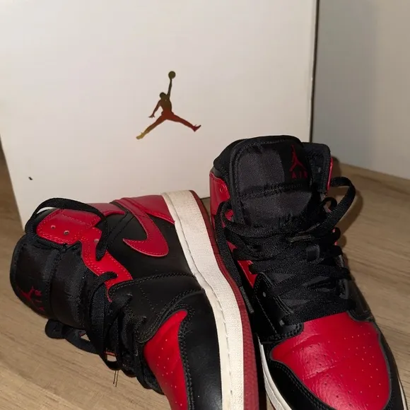 Kids Jordan 1 Black and Red Sneakers