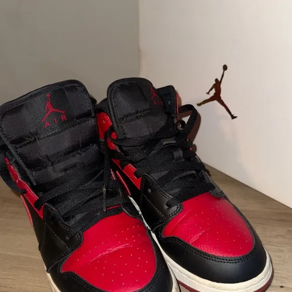 Kids Jordan 1 Black and Red Sneakers