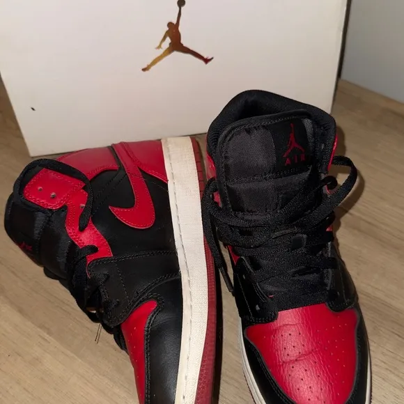 Kids Jordan 1 Black and Red Sneakers