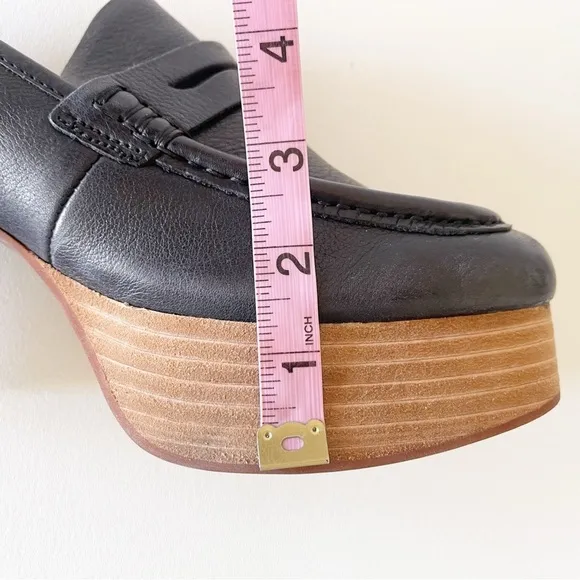 Kork-Ease Barbara Penny Loafers Shoes Leather Platform Casual Classic Black 8.5