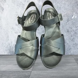 Kork-Ease Black Sandals with Adjustable Ankle Strap