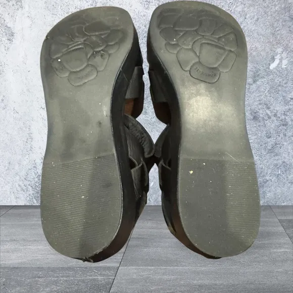 Kork-Ease Black Sandals with Adjustable Ankle Strap