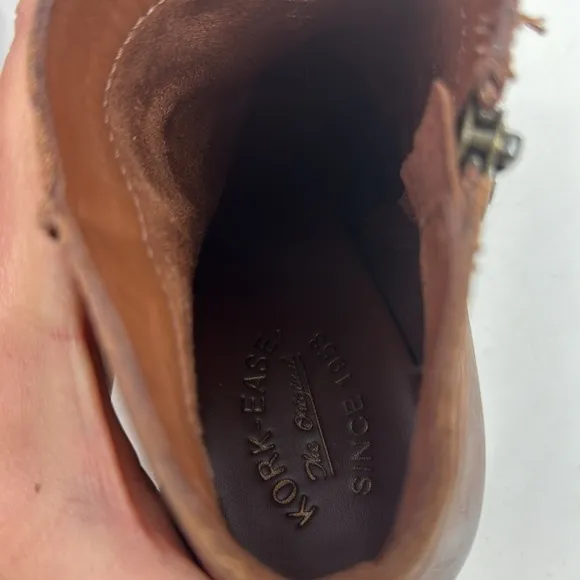 Kork-Ease Destressed Brown Leather Wedge Women's Ankle Boots