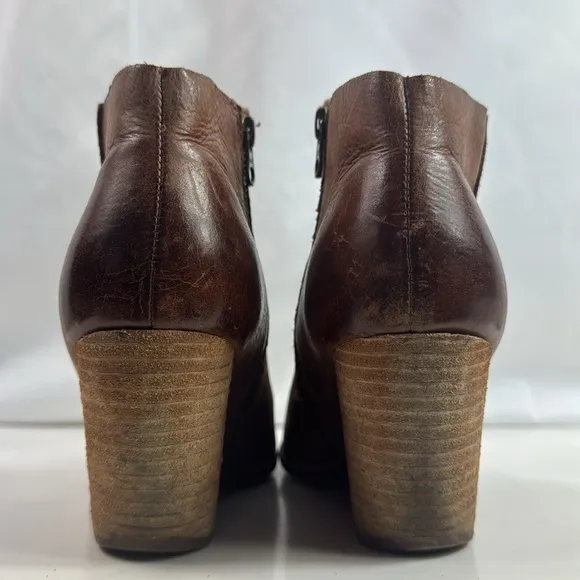 Kork-Ease Destressed Brown Leather Wedge Women's Ankle Boots