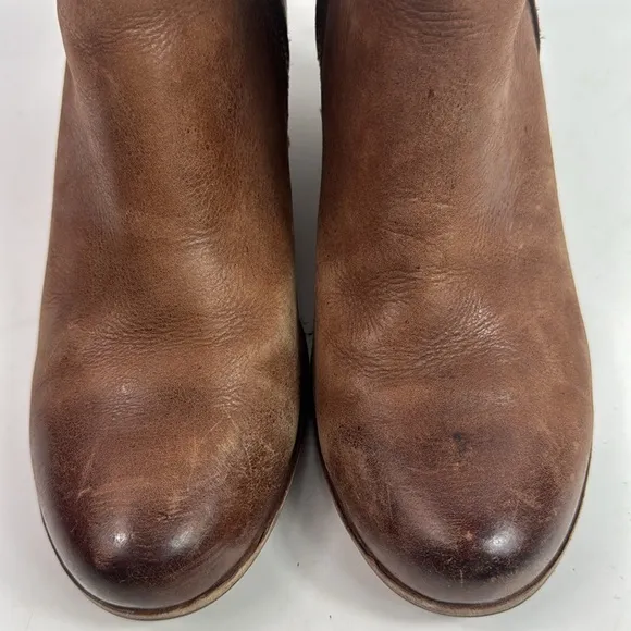 Kork-Ease Destressed Brown Leather Wedge Women's Ankle Boots