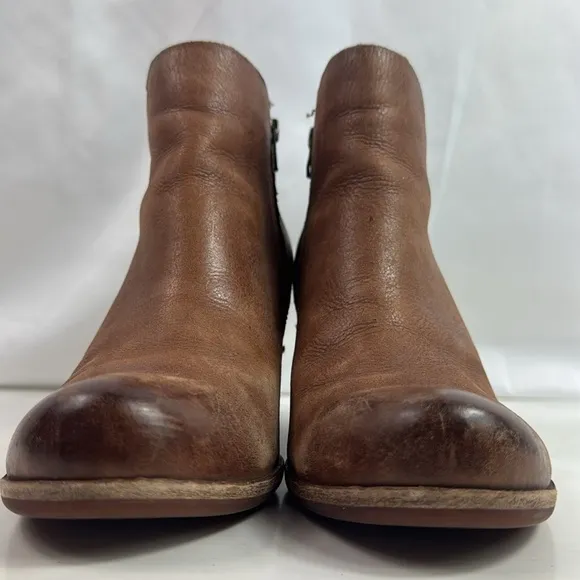 Kork-Ease Destressed Brown Leather Wedge Women's Ankle Boots