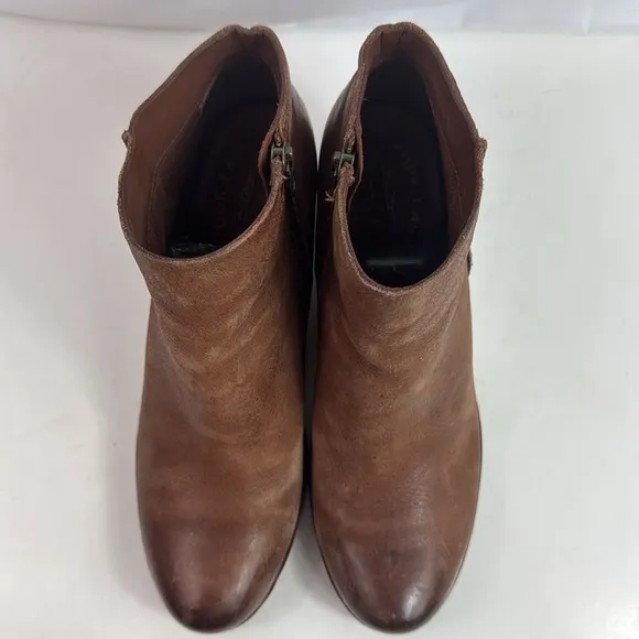 Kork-Ease Destressed Brown Leather Wedge Women's Ankle Boots