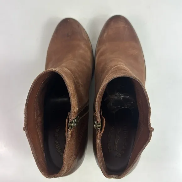 Kork-Ease Destressed Brown Leather Wedge Women's Ankle Boots