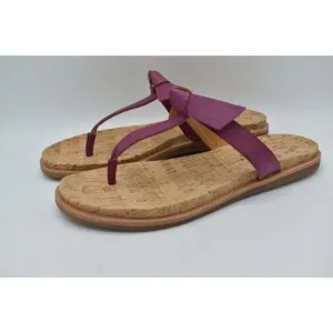 Kork-Ease Womens Size 8 Blake T-Strap Purple Leather Thong Sandals Shoes