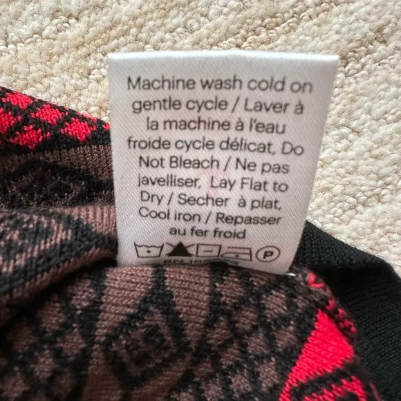 Krimson Klover Merino Wool Mini Sweater Skirt Black Brown Red Size Small