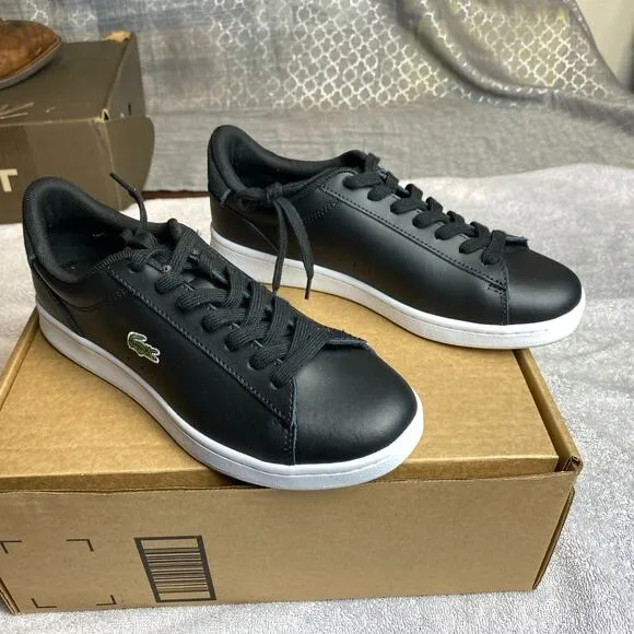 Lacoste Carnaby Set 224 Leather Low-Top Sneakers Mens 7.5 Black White Casual