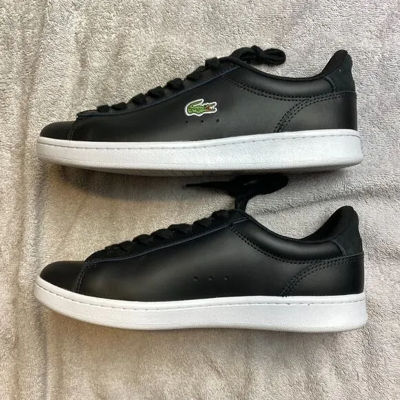 Lacoste Carnaby Set 224 Leather Low-Top Sneakers Mens 7.5 Black White Casual