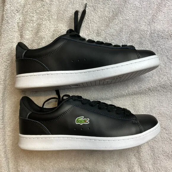 Lacoste Carnaby Set 224 Leather Low-Top Sneakers Mens 7.5 Black White Casual